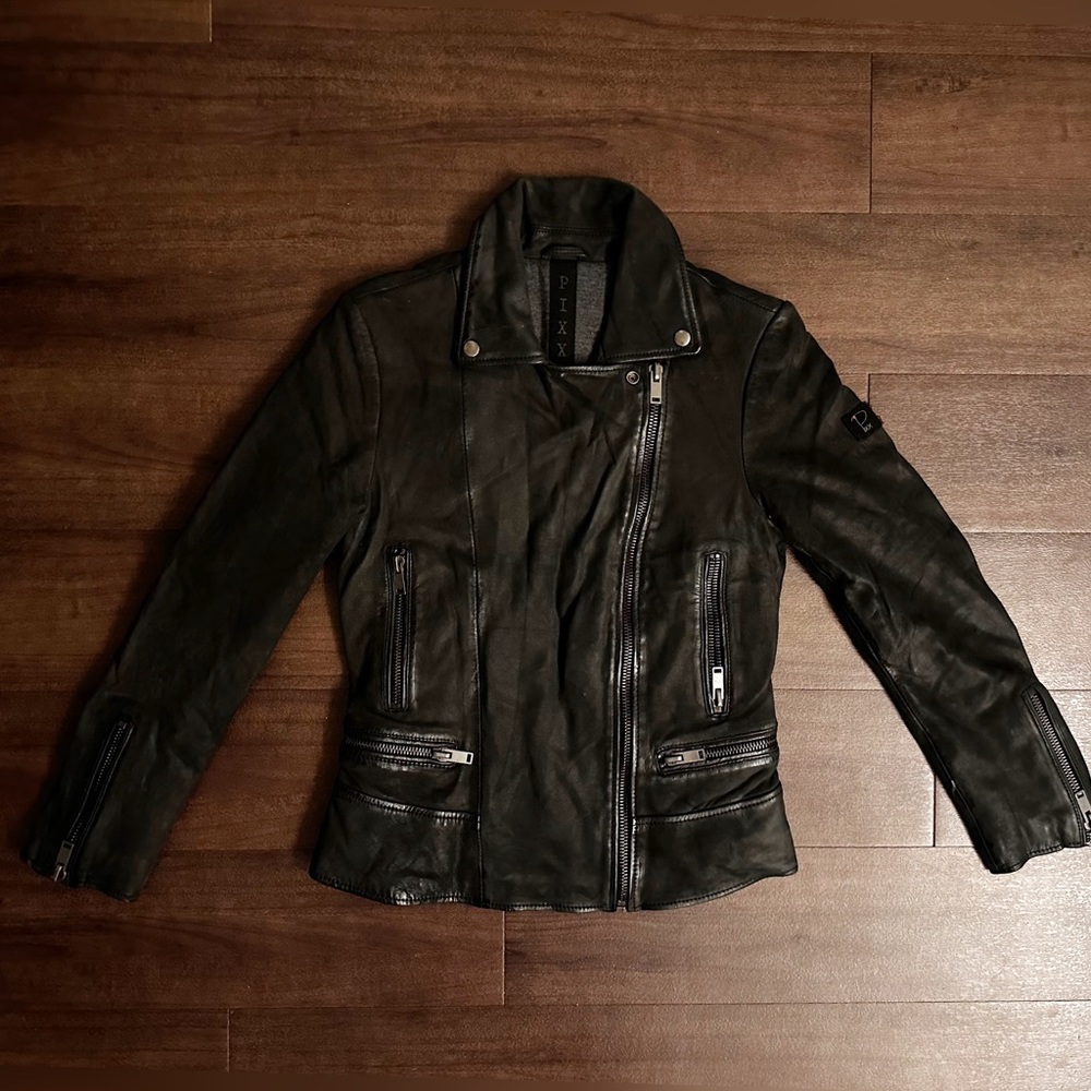 Women’s leather biker jacket